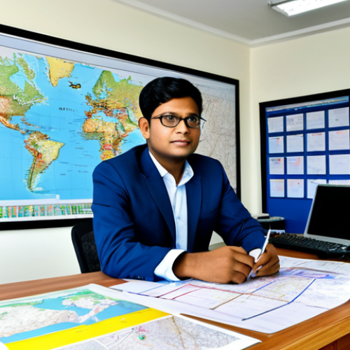 **

"A professional geographer, fully clothed in appropriate attire, working with GIS software at a modern office desk, surrounded by maps and data visualizations. Safe for work, appropriate content, professional, perfect anatomy, natural proportions, family-friendly. Focused on the intersection of geography and technology in Bangladesh, emphasizing career opportunities for young Bengalis."

**