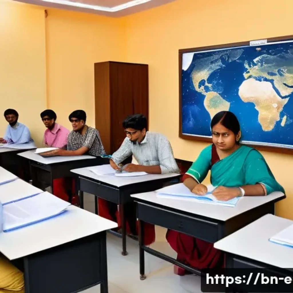 지구과학자 자격증과 학위 취득 비교 - A detailed classroom scene at a Bengali university astronomy department, featuring diverse students ...